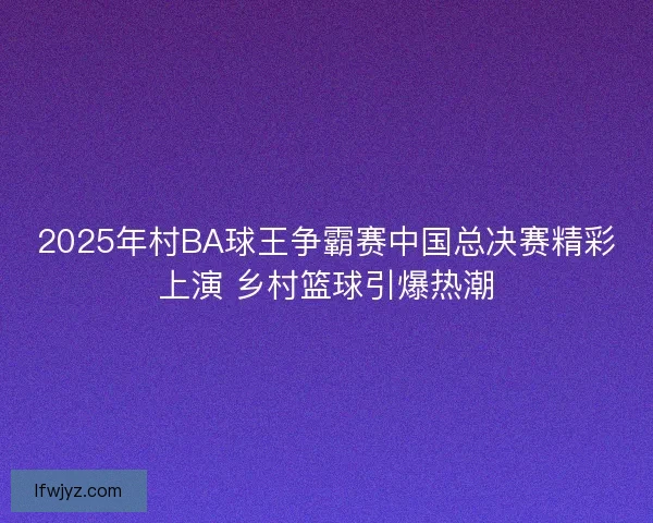 2025年村BA球王争霸赛中国总决赛精彩上演 乡村篮球引爆热潮 2025年村BA球王争霸赛中国总决赛精彩上演 乡村篮球引爆热潮